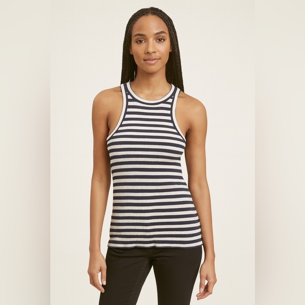 Theory Striped Navy and White Knit Tank Top.   Size-P